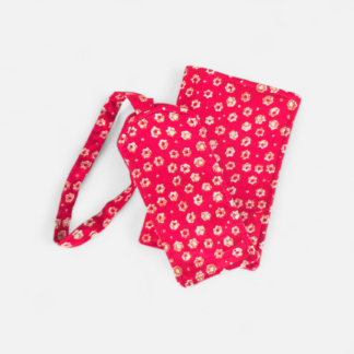 Protège-passeport / Étiquette de valise / Motif fleuri rouge